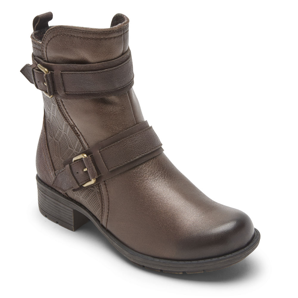 Rockport Womens Cobb Hill Alessia Strap - Boots Dark Brown - LPW637894